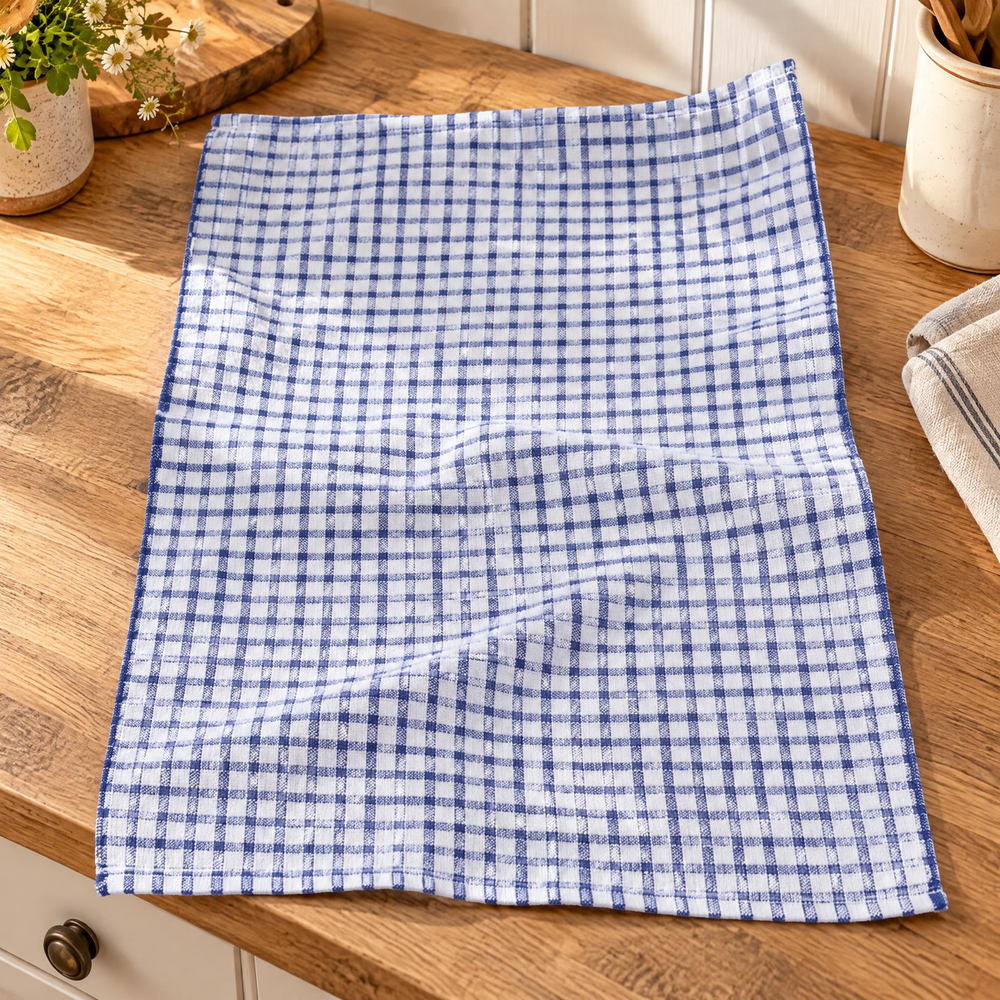 Bluebell Plaid Tea Towel