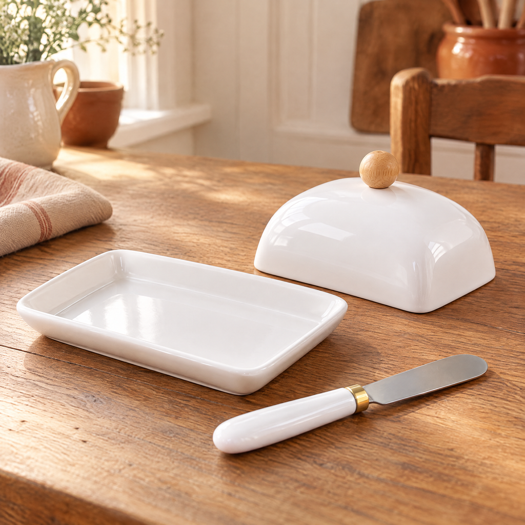Breakfast Ceramic Butter Dish Set detail: Breakfast Ceramic Butter Dish Set — the exact physical details