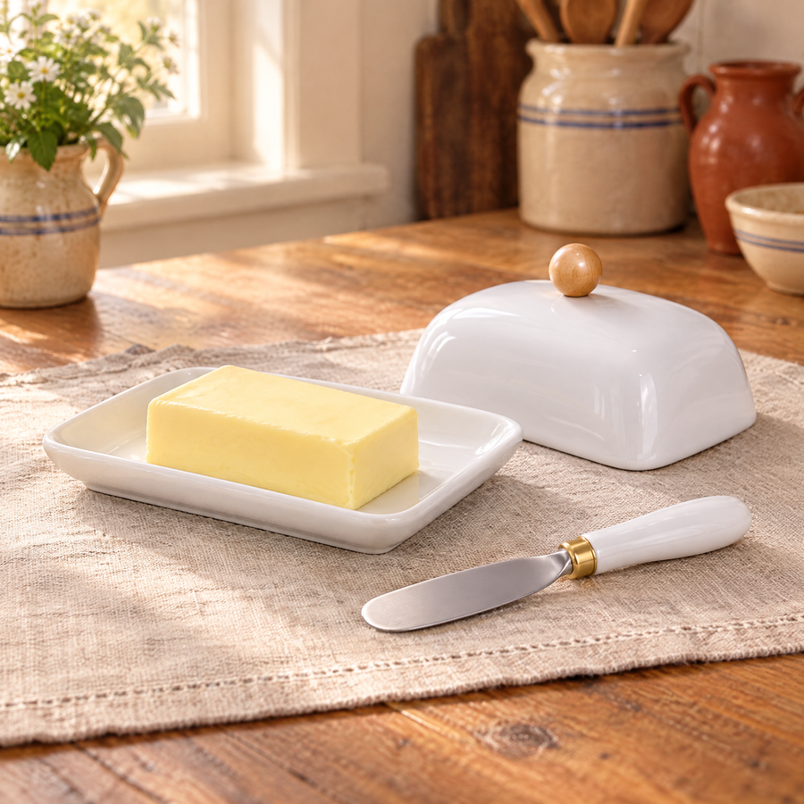 Breakfast Ceramic Butter Dish Set — the everyday setting