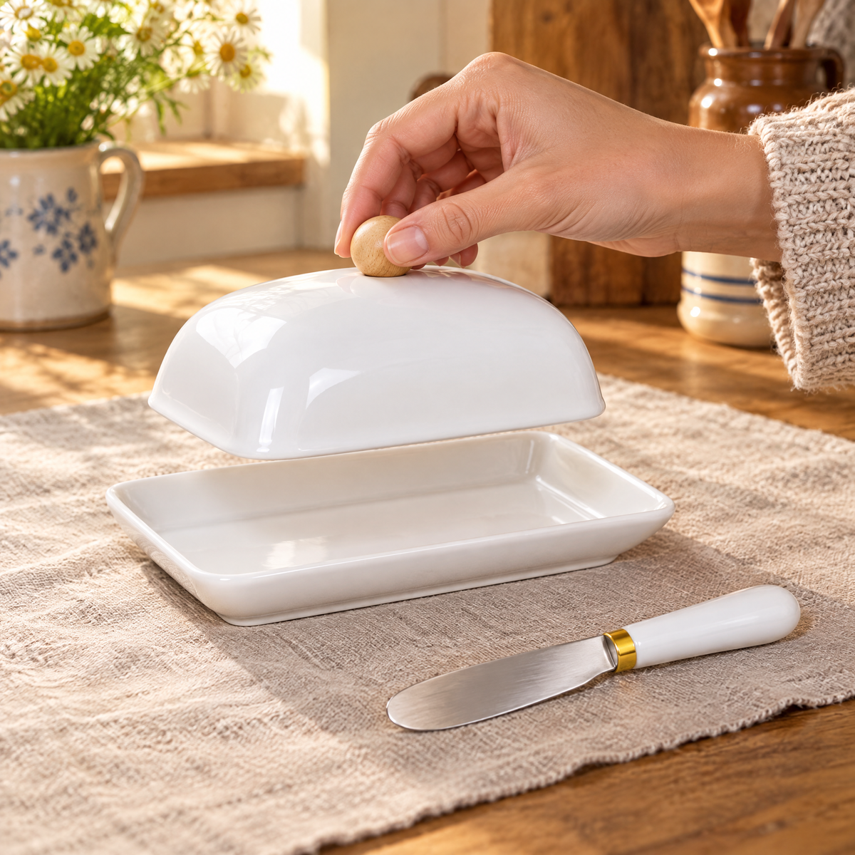 Breakfast Ceramic Butter Dish Set use: Breakfast Ceramic Butter Dish Set — a suitable use routine