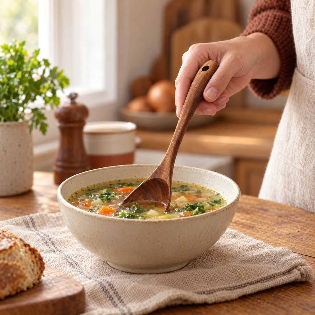 Broth Acacia Soup Spoon use: Broth Acacia Soup Spoon: a gentle soup stir