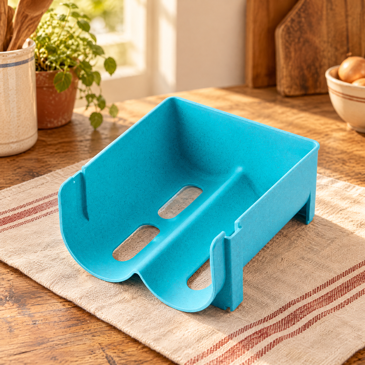 Cradle Two-Bottle Holder detail: Cradle central ridge and open bottom slots