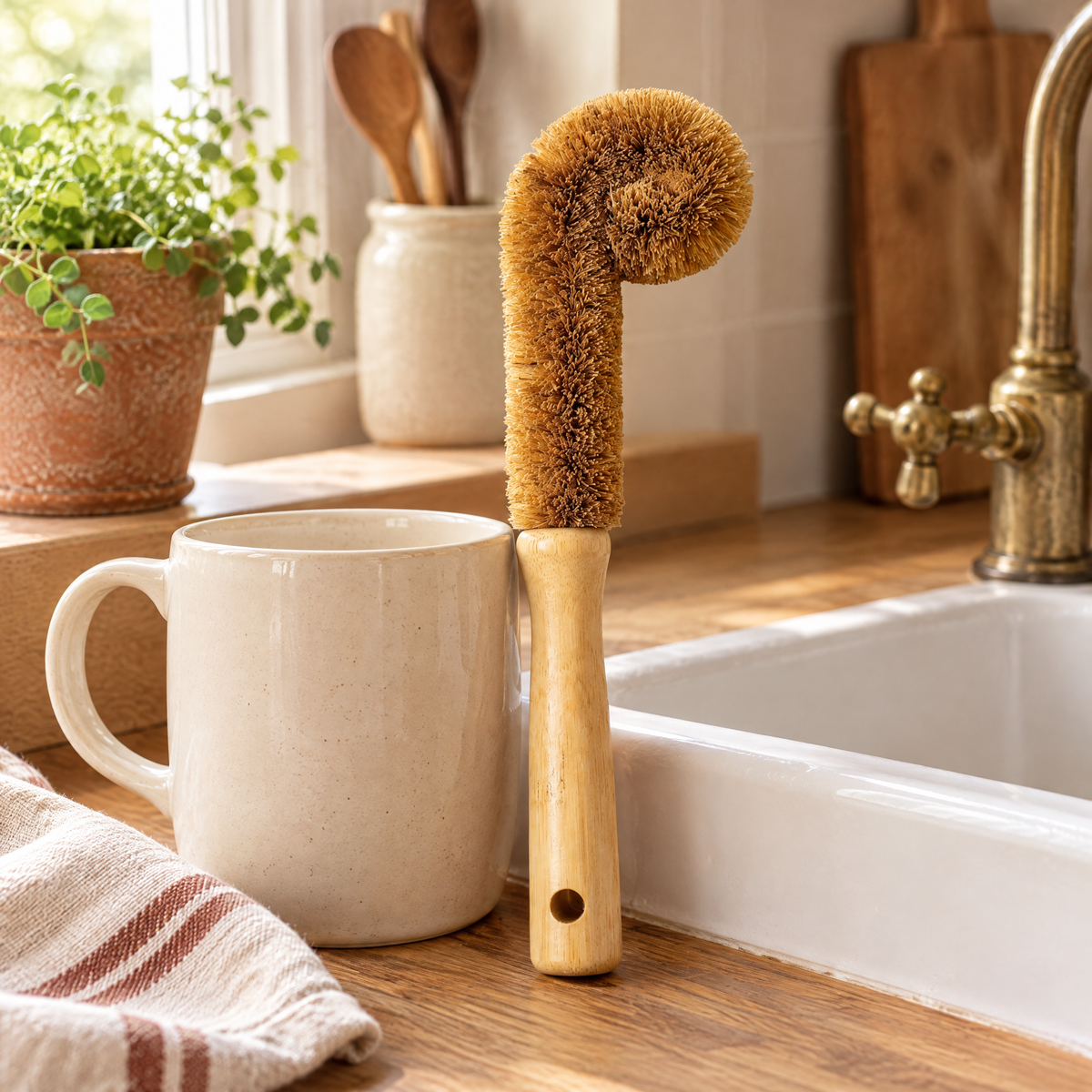 Curl Bottle Brush story: Curl beside a compatible wide-opening vessel