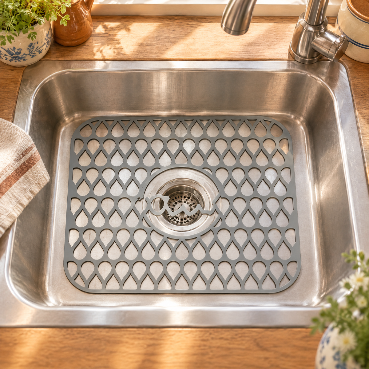 Cushion Open-Lattice Sink Mat — the everyday setting