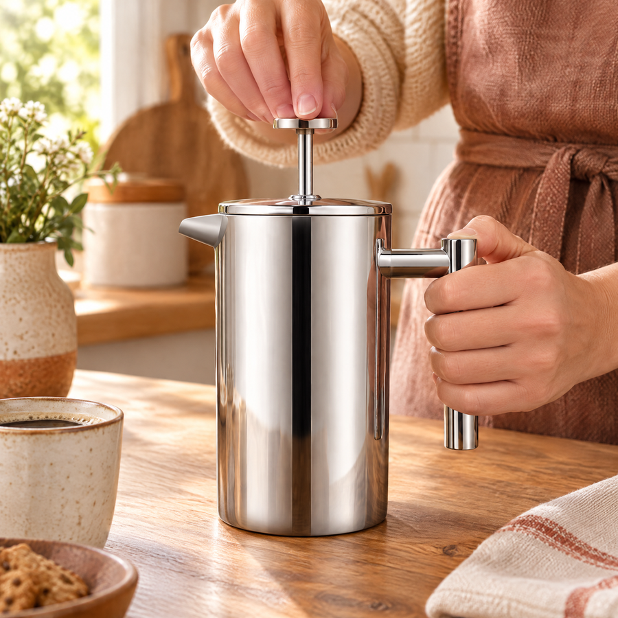 Dawn Stainless French Press: guide a gentle press