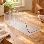 Find Open Fridge Bin detail: The whole Find bin showing ribbed floor and low open front