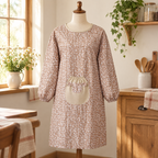 Flora Sleeved Apron detail: Flora’s small flowers and contrasting pocket