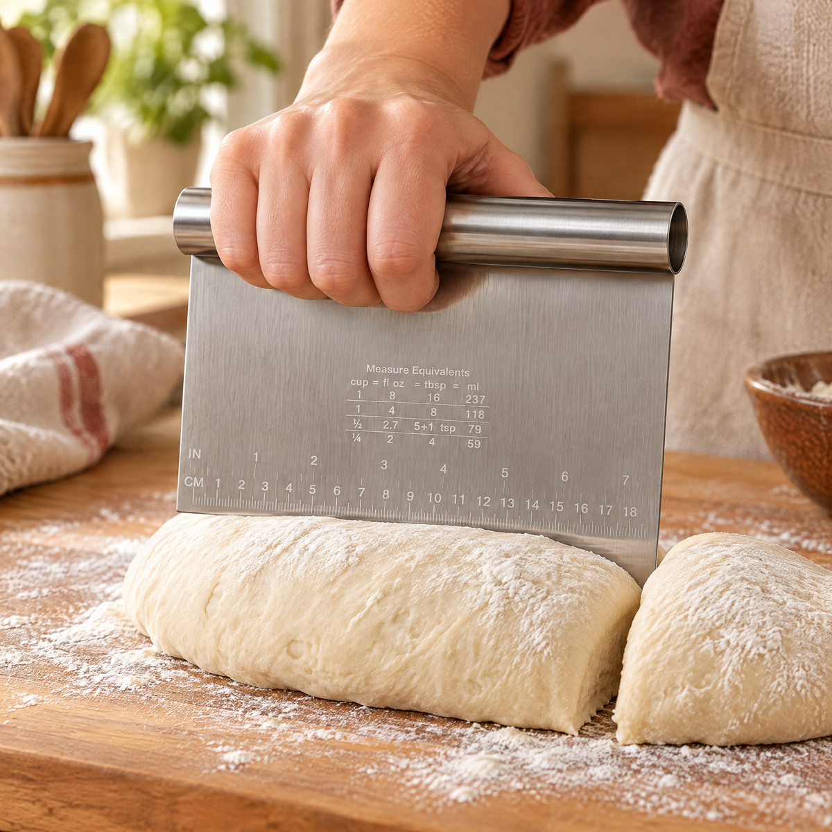 Fold Stainless Bench Scraper use: Fold dividing soft dough on a stable board