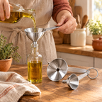Guide Stainless Funnel Set use: Guide Stainless Funnel Set: a slow hand-guided transfer