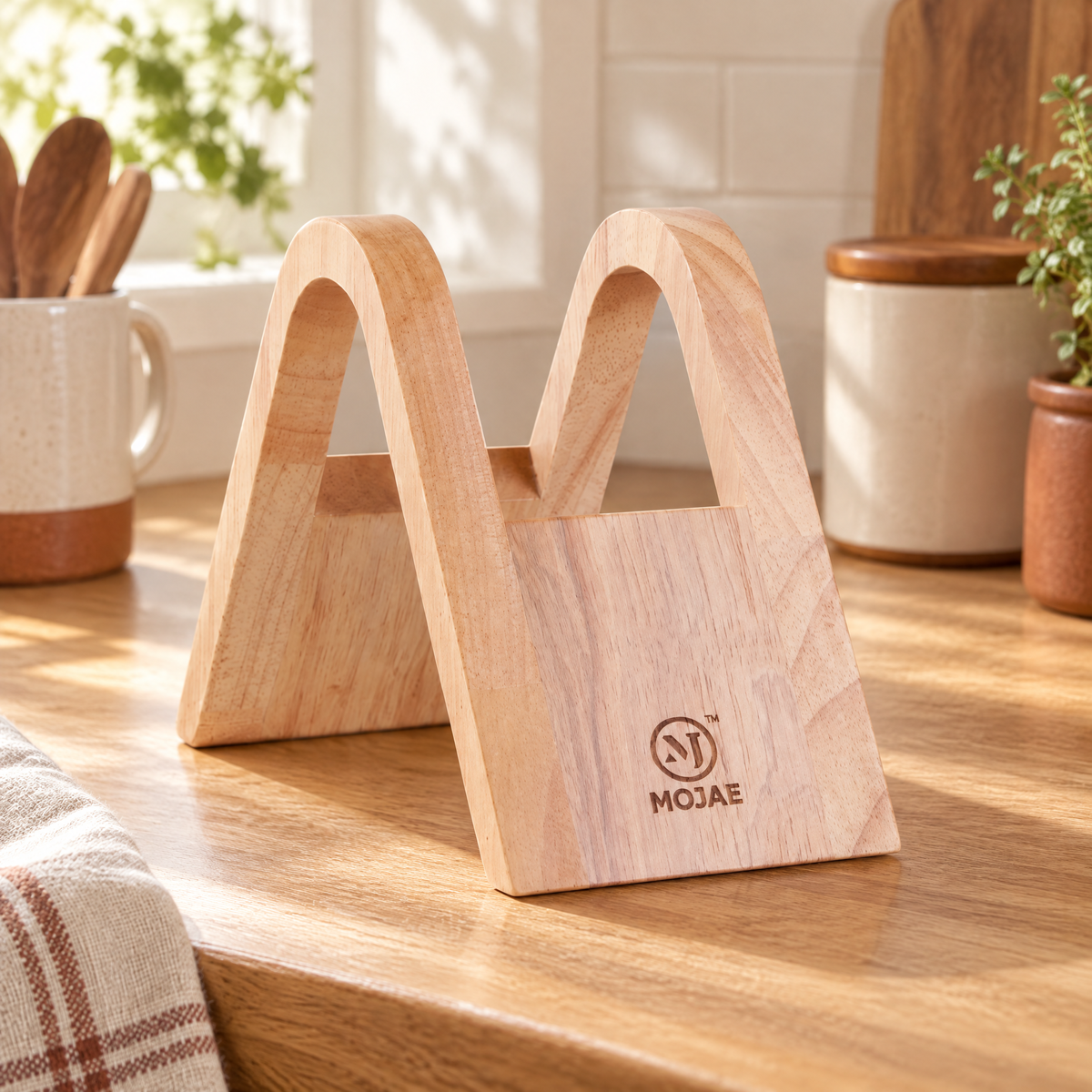 Haven Coffee Filter Holder: open slot and wooden profiles