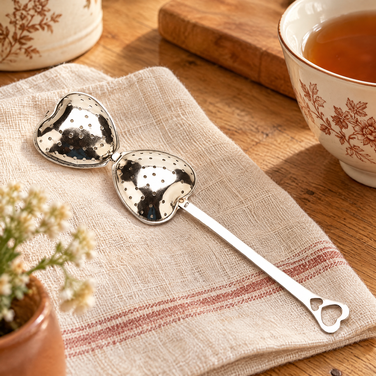 Heart Loose-Leaf Tea Infuser detail: Heart Loose-Leaf Tea Infuser: perforations and the heart chamber