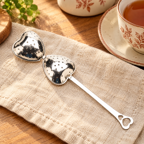 Heart Loose-Leaf Tea Infuser hero: Heart Loose-Leaf Tea Infuser: the open heart-shaped chamber