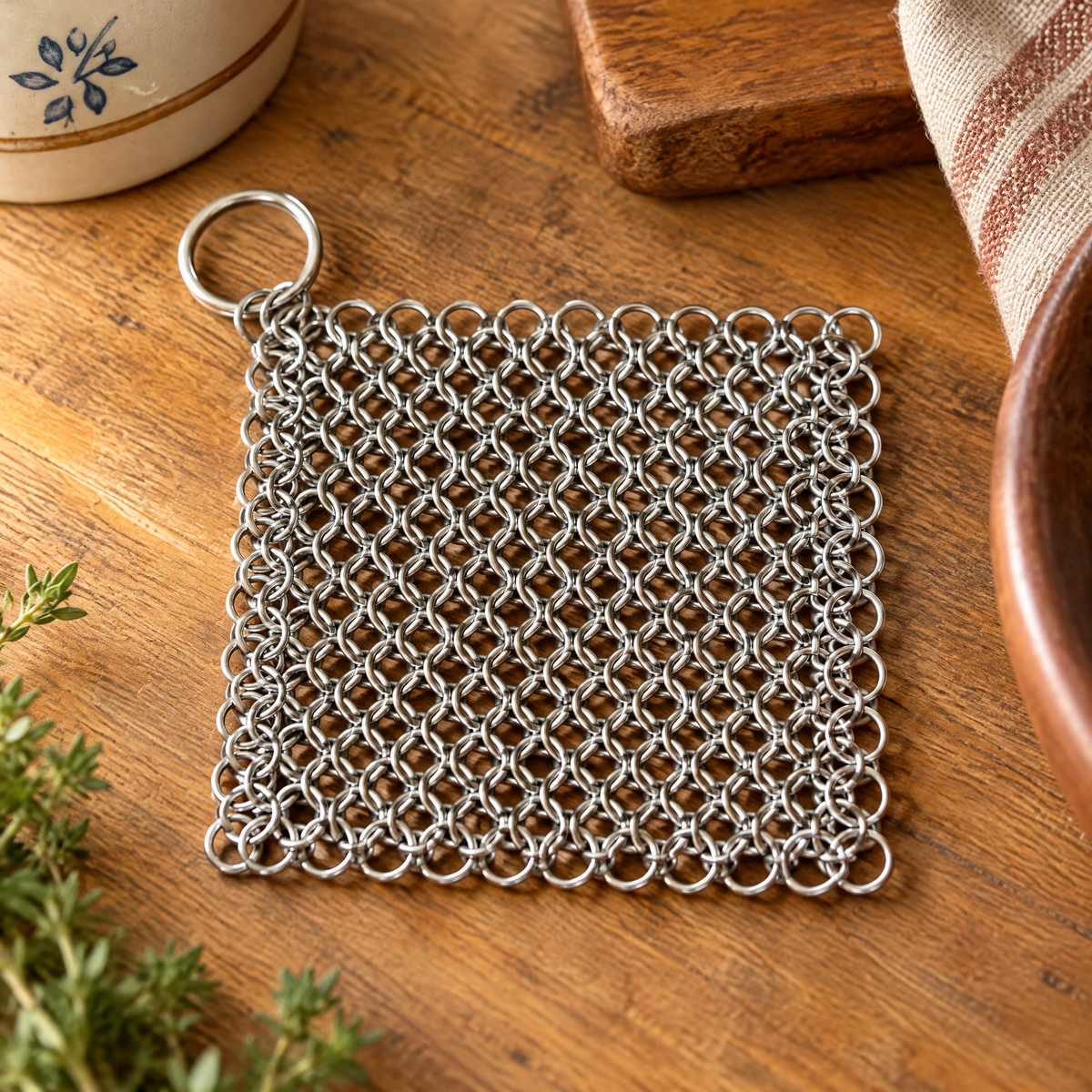 Silver interlinked rings and corner loop of Hearth