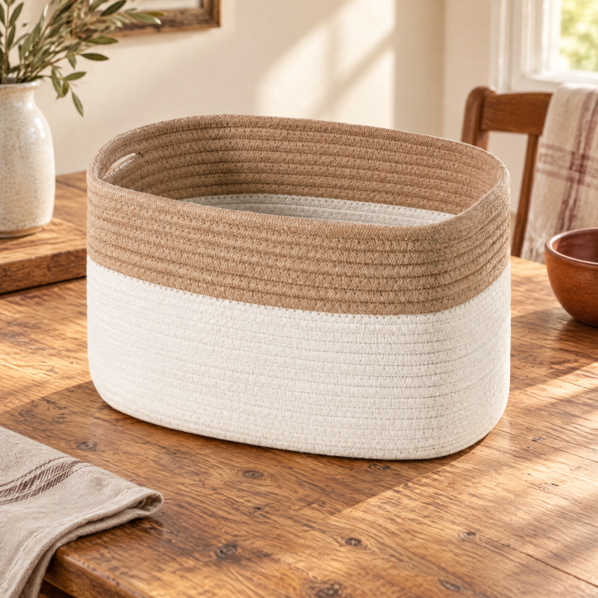 Huddle Coiled Basket detail: Huddle’s continuous coiled rows and rim