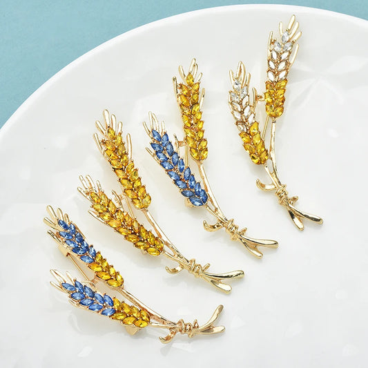 Charming Crystal Wheat Brooch