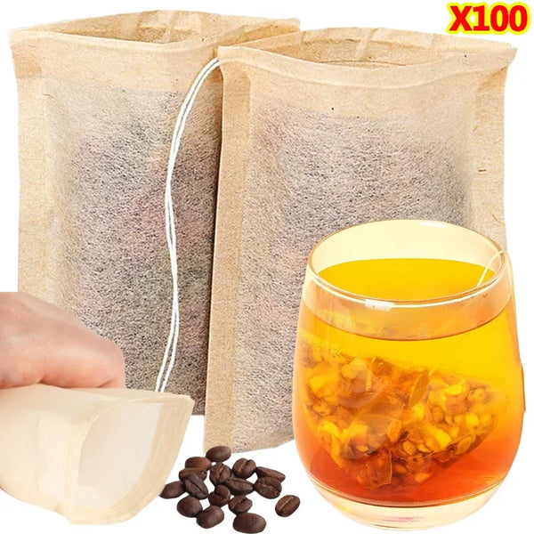 100 PC Easy-Use Biodegradable Tea Filters