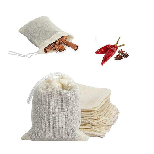 10PC Reusable Unbleached Cotton Tea Bags