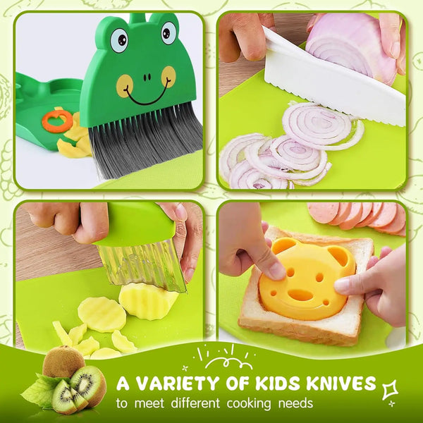 Montessori Kitchen Tools for Toddlers-Kids Cooking Sets Real-Toddler Safe Knives Set (13pcs)