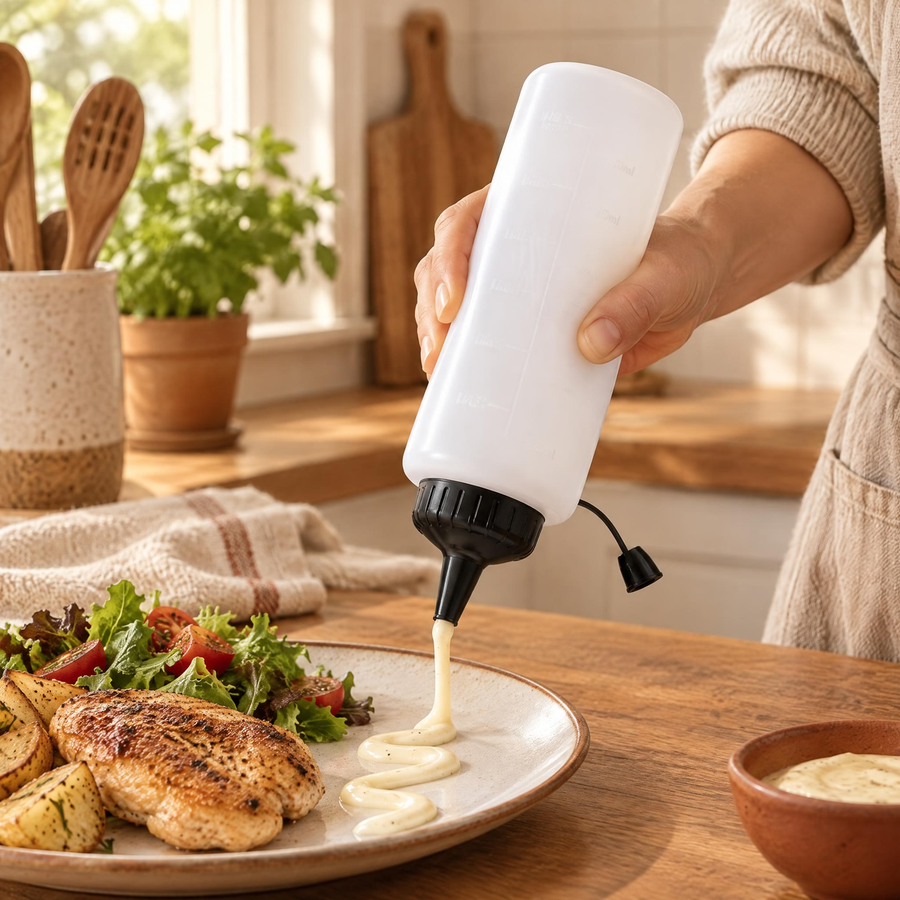 Line Sauce Squeeze Bottle: guide the nozzle