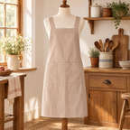 Mabel Pocket Apron detail: The three stitched front pockets of Mabel