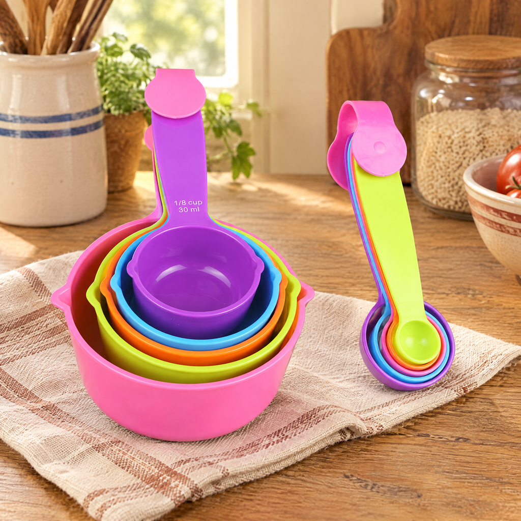Measure Cups and Spoons Set detail: Measure Cups and Spoons Set: graduated bowls and actual handles