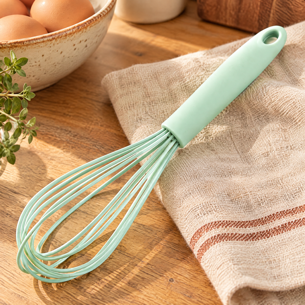 Mint Silicone-Covered Whisk detail: Mint silicone-covered balloon loops and handle