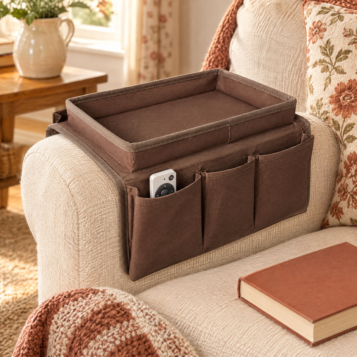 Parlour Sofa Caddy story: Parlour caddy beside a favourite reading seat