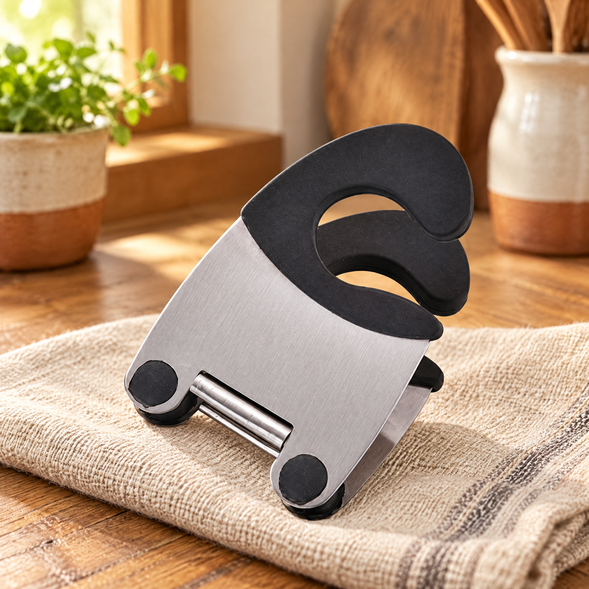 Perch Utensil Pot Clip hero: Perch Utensil Pot Clip: whole pot-rim utensil clip