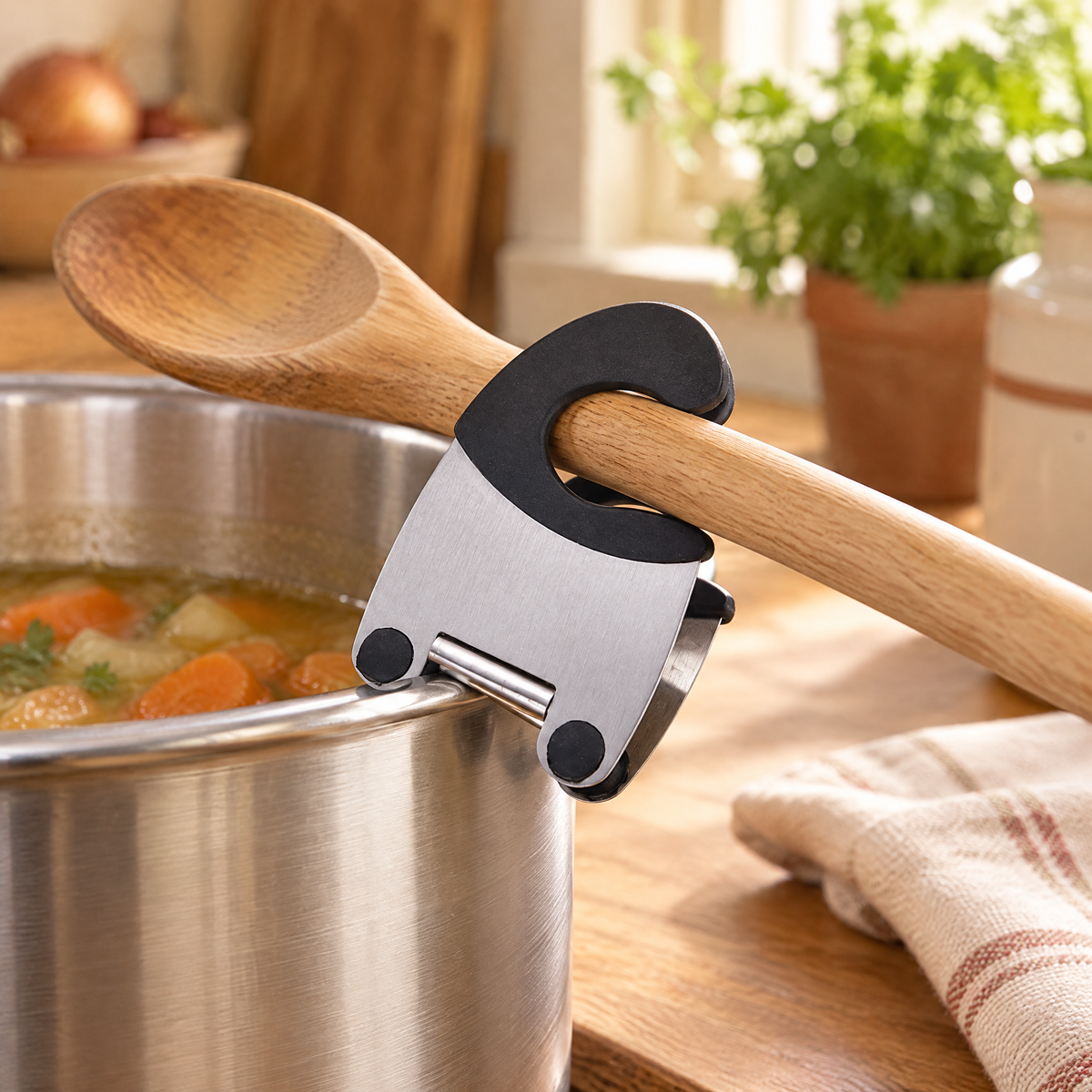 Perch Utensil Pot Clip story: Perch Utensil Pot Clip: a pause between kitchen stirs