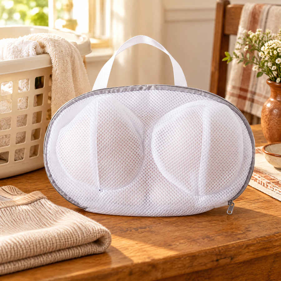 Petal shaped bag beside a laundry basket