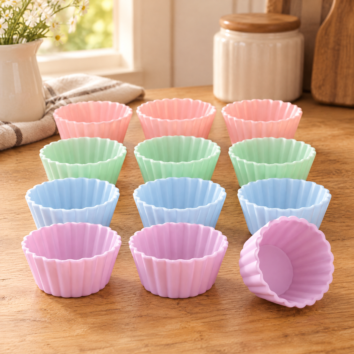 Petal Muffin Cup Set detail: Petal Muffin Cup Set: open interiors and real fluted sides
