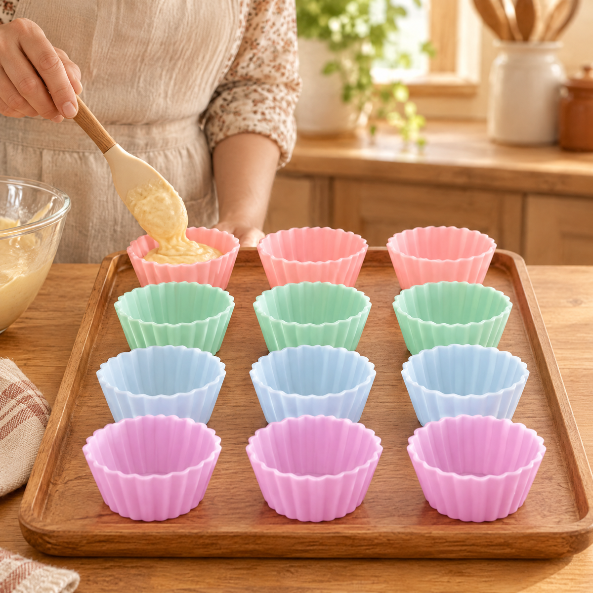 Petal Muffin Cup Set use: Petal Muffin Cup Set: portioning a suitable small recipe