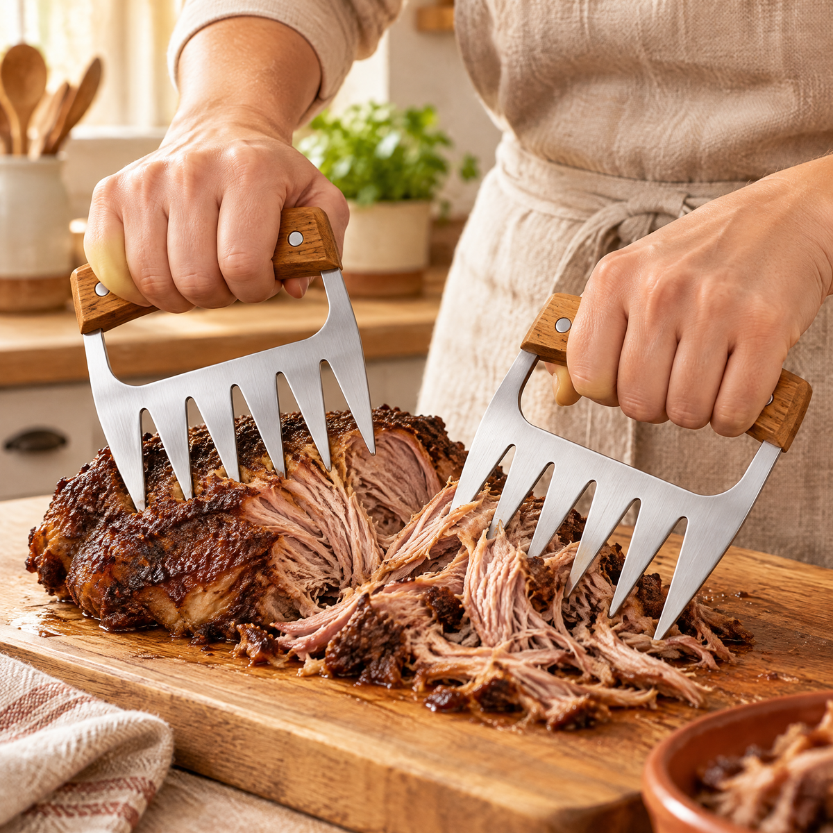 Pull Meat Claw Pair use: Pull Meat Claw Pair: a controlled two-claw pulling step