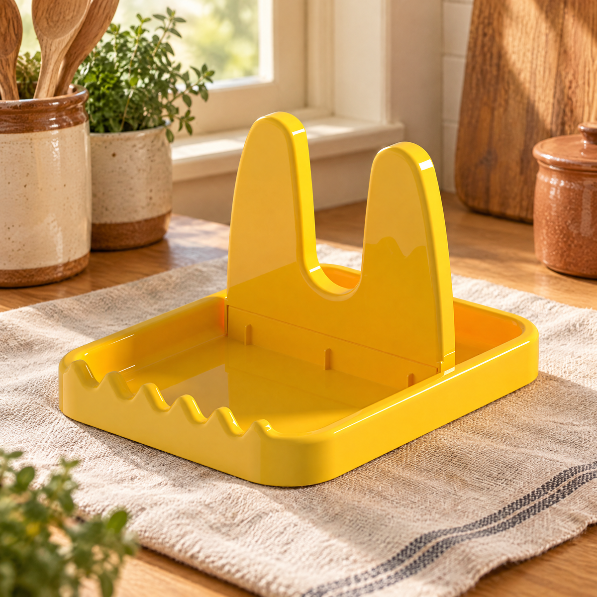 Rest Folding Lid Holder hero: Rest Folding Lid Holder: whole tray and open rear support
