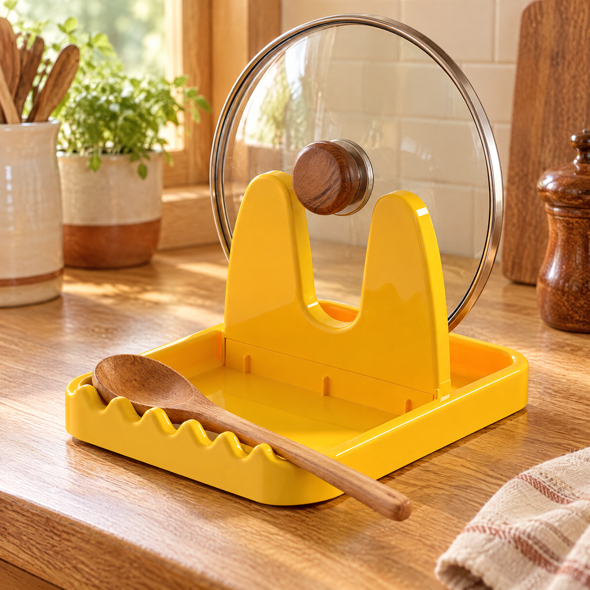 Rest Folding Lid Holder story: Rest Folding Lid Holder: a considered lid-resting pause
