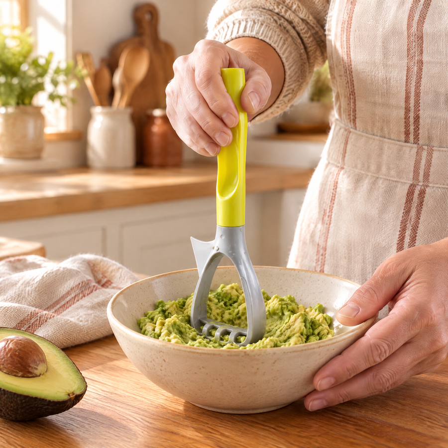 Ripe Grey and Yellow Avocado Tool: guide the grey head