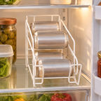 Roll Two-Level Can Rack story: A drinks shelf with room around it.