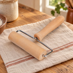 Roll Wooden Pastry Roller detail: Roll Wooden Pastry Roller: wood cylinder and metal axle