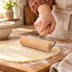 Roll Wooden Pastry Roller use: Roll Wooden Pastry Roller: rolling a small dough section