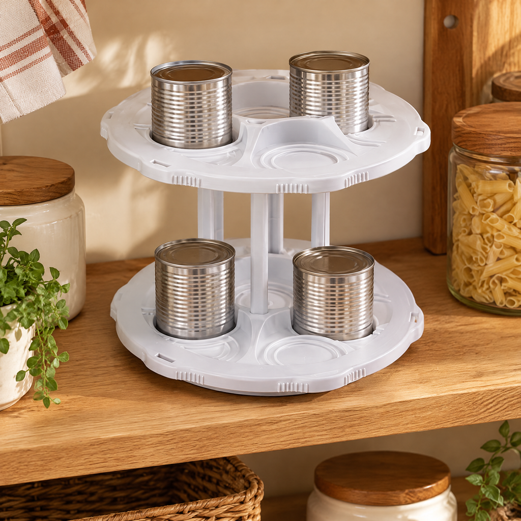 Round Two-Tier Can Carousel story: Round Two-Tier Can Carousel — the everyday setting