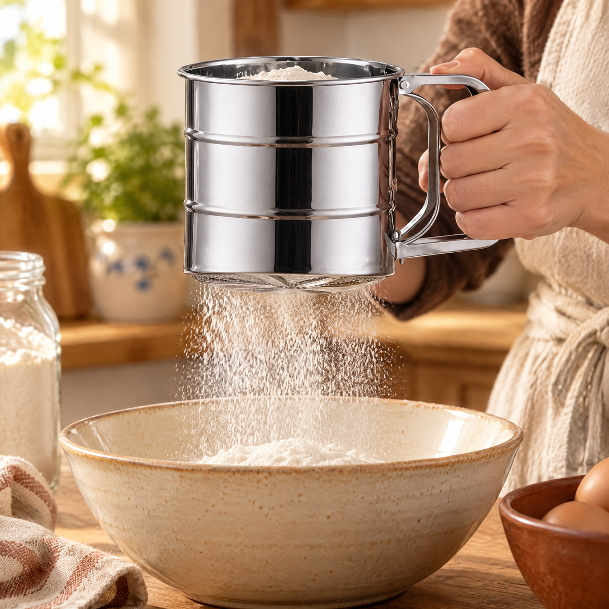 Sift Hand Flour Sifter use: Sift Hand Flour Sifter: a modest hand-led dry-flour sift