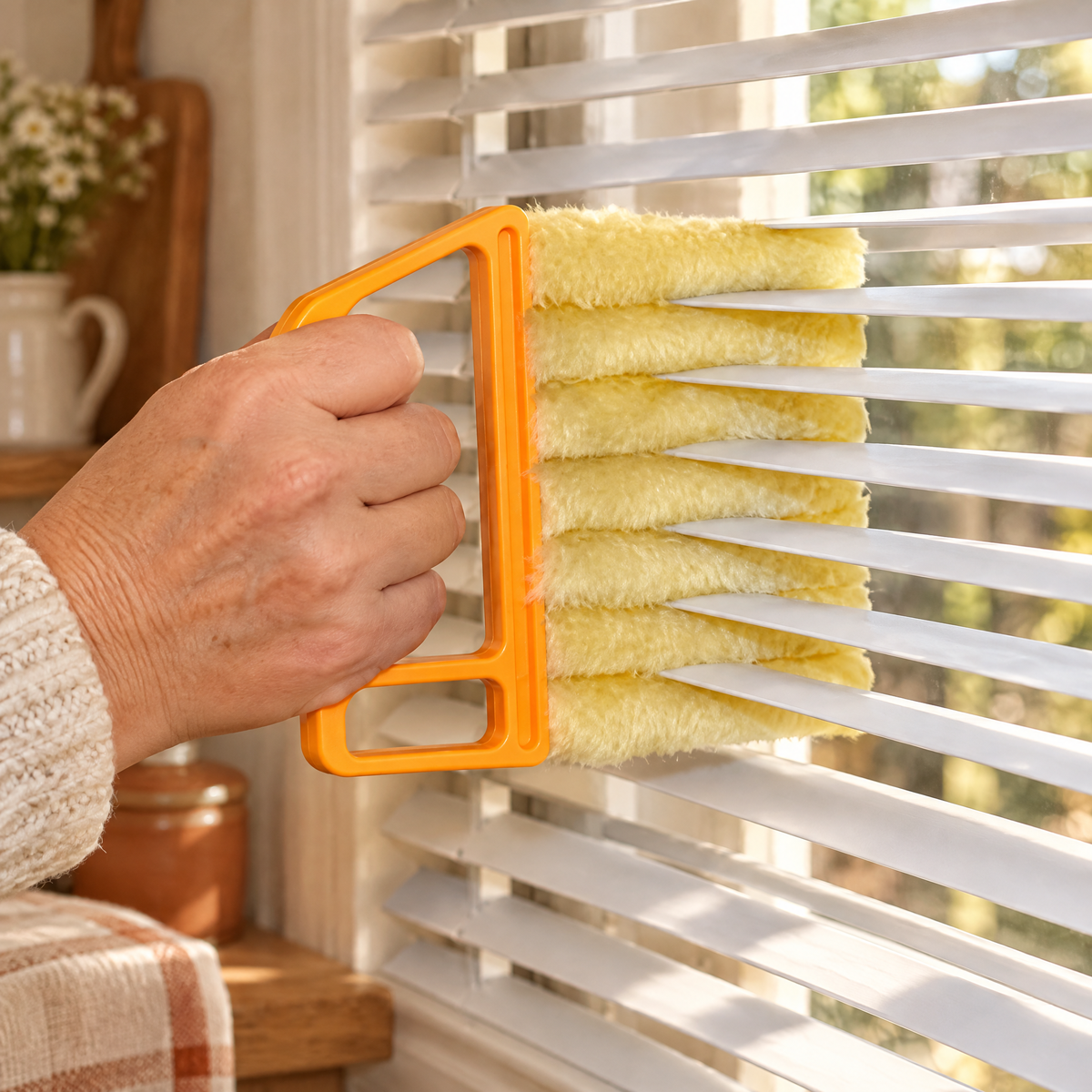 Slat Blind Brush use: A gentle Slat contact with compatible slats