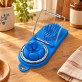 Slice Blue Two-Section Egg Cutter hero: Slice Blue Two-Section Egg Cutter: complete blue two-section cutter