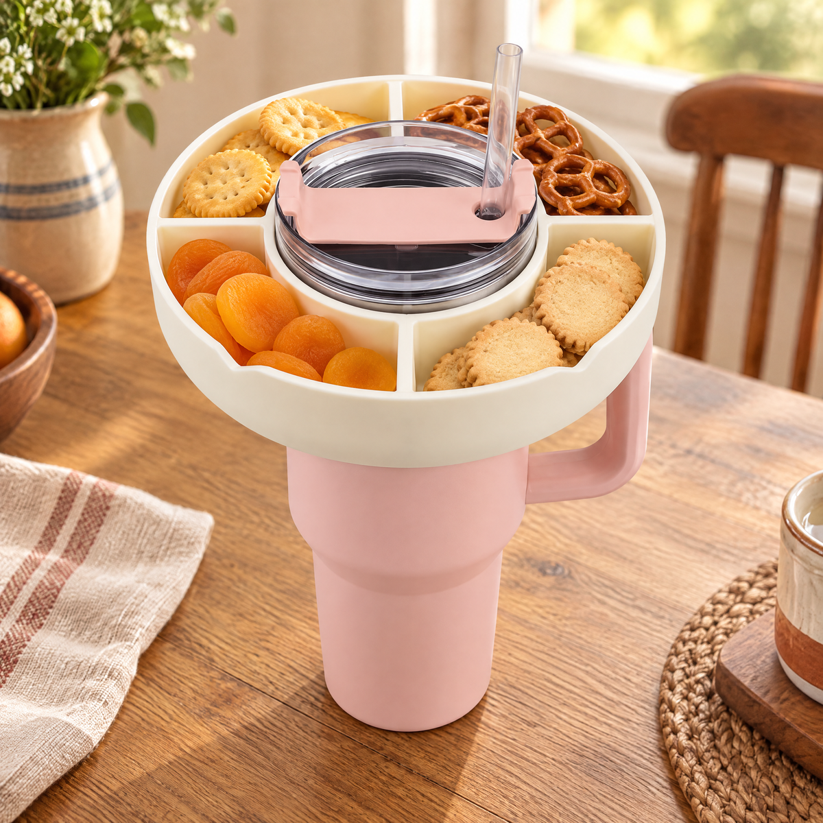Snack Four-Section Tumbler Tray story: Snack Four-Section Tumbler Tray — the everyday setting