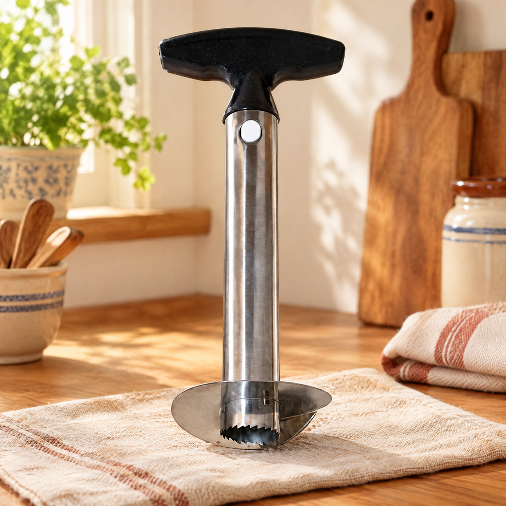 Spiral Black-Handle Pineapple Corer