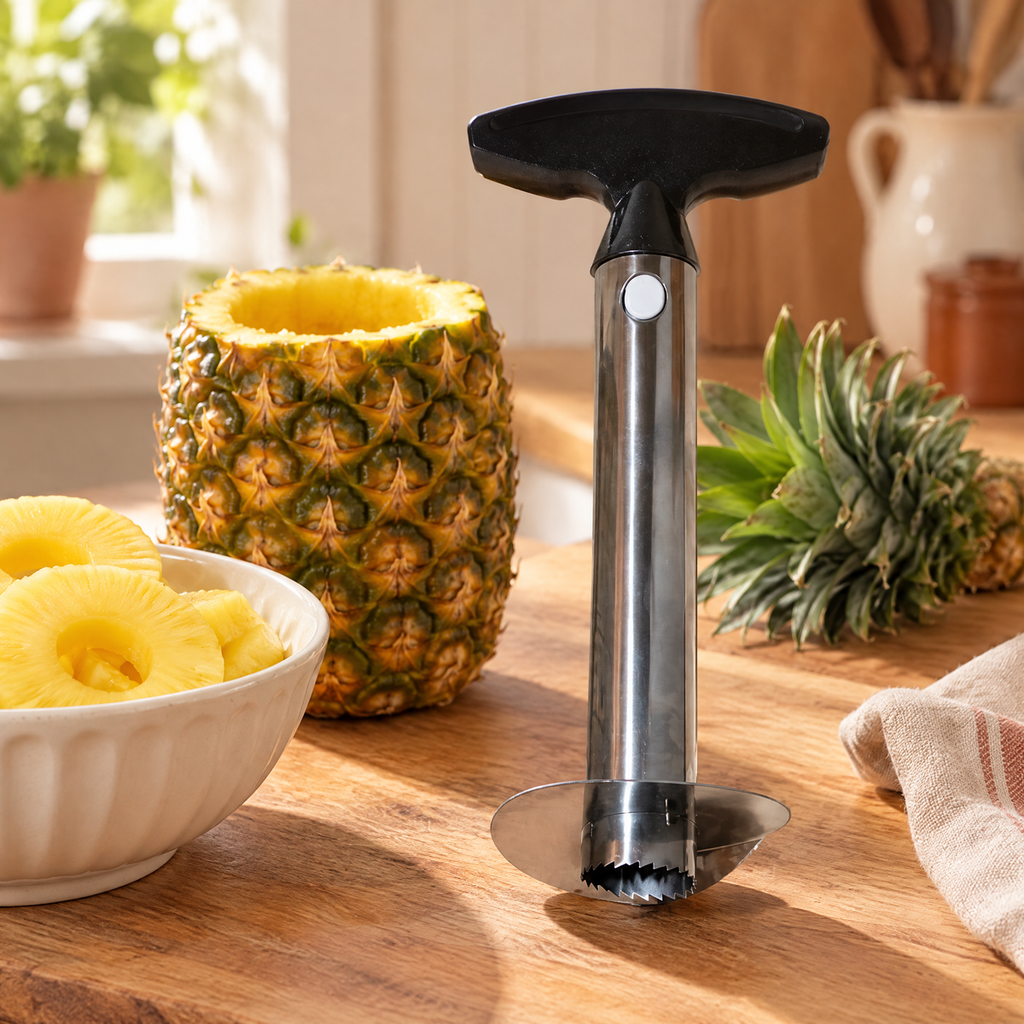 Spiral Black-Handle Pineapple Corer story: Spiral Black-Handle Pineapple Corer: a pineapple before the fruit serving