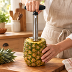 Spiral Black-Handle Pineapple Corer use: Spiral Black-Handle Pineapple Corer: a steady hand-led pineapple step