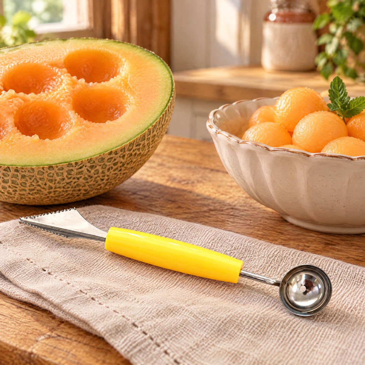 Sunny Yellow Melon Tool story: Sunny Yellow Melon Tool: a melon before the serving detail