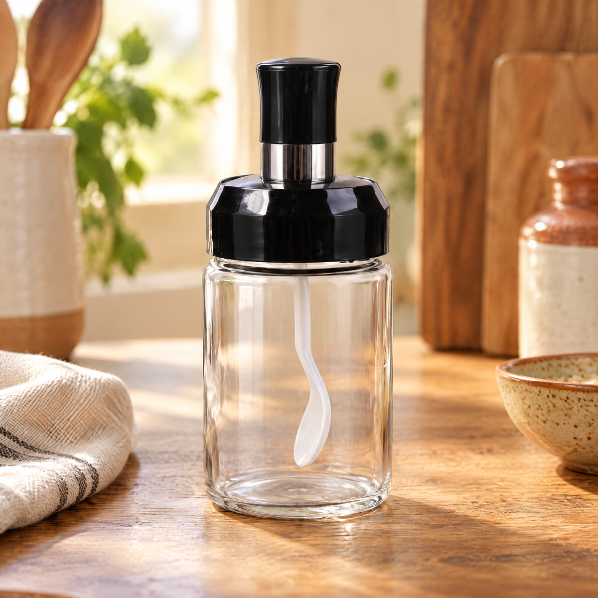 Touch Seasoning Spoon Jar hero: Touch Seasoning Spoon Jar: whole selected jar and spoon lid