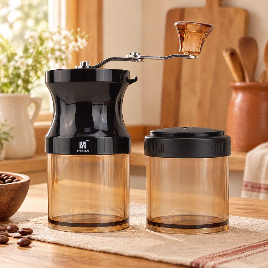Turn Manual Coffee Grinder Set: collect and clear residue